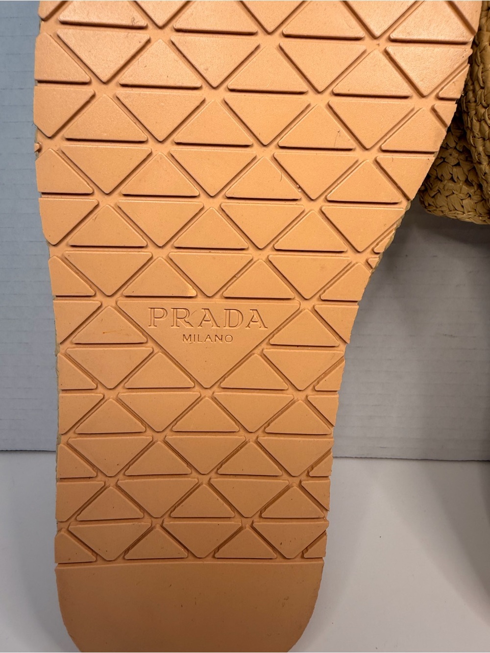 Prada Raffia Platform Slide Sandals with Triangle Logo Size 10 - Picture 6 of 6